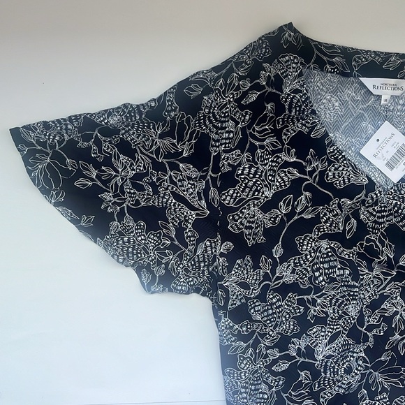 NEW Northern Reflections Black and white Floral pattern dress with pockets - Picture 7 of 12